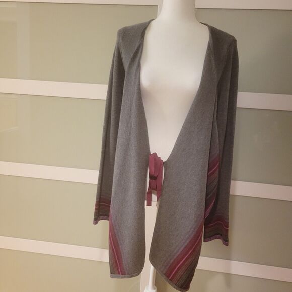 Ella Moss 90% Merino Wool 10% Cashmere Gray/Purp Open Front  Sz S Women Cardigan - Picture 9 of 9